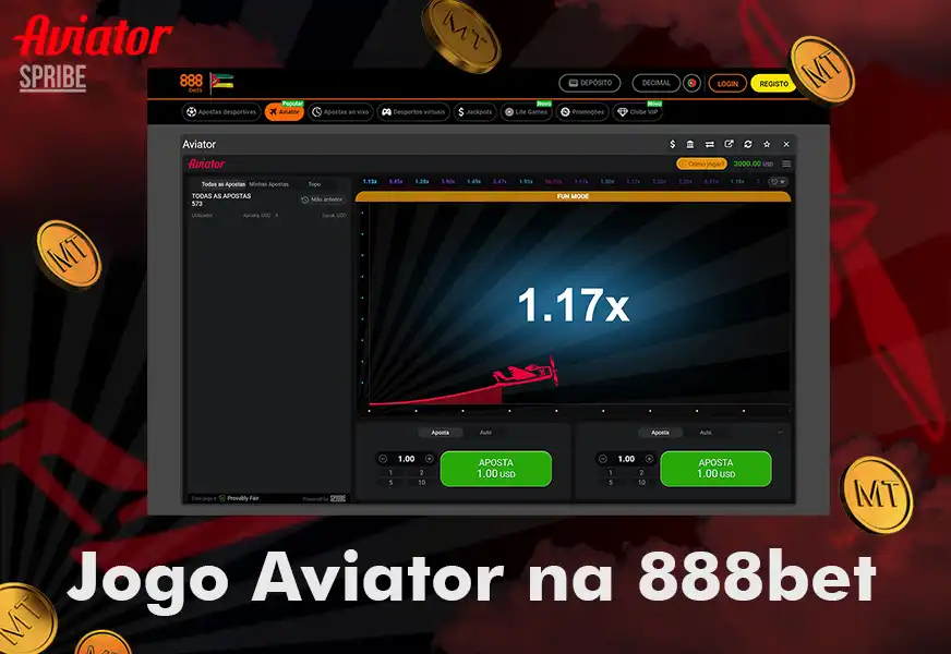 Jogo Aviator na 888bet MZ